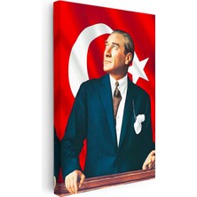 Tablofest Dikey Kanvas Tablo Atatürk Ufka Bakış Atatürk Tablosu Ev Ofis Duvar Dekoru