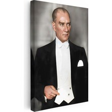 Tablofest Dikey Kanvas Tablo Atatürk Beyaz Papyonlu Frak Atatürk Tablosu Ev Ofis Duvar Dekoru