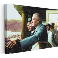 Tablofest Yatay Kanvas Tablo Atatürk Deniz Kenarı Seyir Atatürk Tablosu Ev Ofis Duvar Dekoru