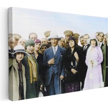 Tablofest Yatay Kanvas Tablo Atatürk Beyaz Şapkalı Duruş Atatürk Tablosu Ev Ofis Duvar Dekoru