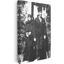 Tablofest Dikey Kanvas Tablo Atatürk Eşiyle Yürüyüş Anı Atatürk Tablosu Ev Ofis Duvar Dekoru