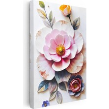 Tablofest Dikey Kanvas Tablo Katmanlı Tasarım Estetik Çiçekler Çiçek Tablosu Ev Ofis Duvar Dekoru