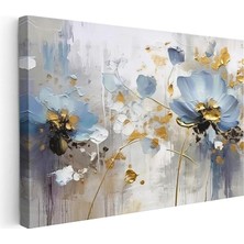 Tablofest Yatay Kanvas Tablo Soyut Formlu Modern Çiçekler Çiçek Tablosu Ev Ofis Duvar Dekoru