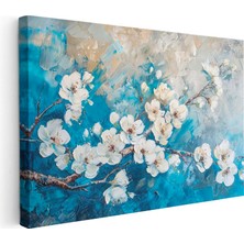 Tablofest Yatay Kanvas Tablo Fırça Darbeli Bahar Çiçekleri Çiçek Tablosu Ev Ofis Duvar Dekoru