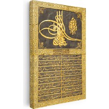 Tablofest Dikey Kanvas Tablo Osmanlı Tuğrası Ferman Yazıtı Dini Islami Tablo Ev Ofis Duvar Dekoru