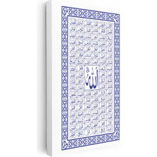 Tablofest Dikey Kanvas Tablo Allah Lafzı ve Esmaül Hüsna Dini Islami Tablo Ev Ofis Duvar Dekoru