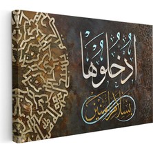 Tablofest Yatay Kanvas Tablo Selam Ayeti Geometrik Desen Dini Islami Tablo Ev Ofis Duvar Dekoru