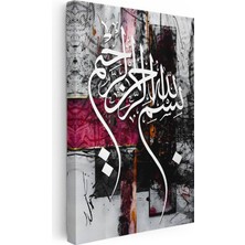 Tablofest Dikey Kanvas Tablo Besmele Yazısı Modern Grafik Tasarım Dini Islami Tablo Ev Ofis Duvar Dekoru