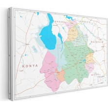 Tablofest Yatay Kanvas Tablo Aksaray Detaylı Mülki Idare Planı Harita Tablosu Ev Ofis Duvar Dekoru