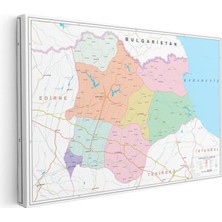 Tablofest Yatay Kanvas Tablo Kırklareli Idari Bölümler Harita Tablosu Ev Ofis Duvar Dekoru