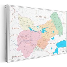 Tablofest Yatay Kanvas Tablo Muş Siyasi Sınır Harita Tablosu Ev Ofis Duvar Dekoru