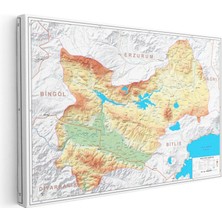 Tablofest Yatay Kanvas Tablo Muş Arazi Şekilleri Harita Tablosu Ev Ofis Duvar Dekoru