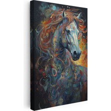 Tablofest Dikey Kanvas Tablo Soyut Renk Geçişli At Tablosu Ev Ofis Duvar Dekoru