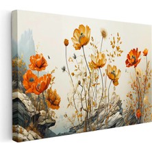 Tablofest Yatay Kanvas Tablo Kayalık Bahçe Gelincikleri Çiçek Tablosu Ev Ofis Duvar Dekoru