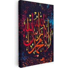 Tablofest Dikey Kanvas Tablo Renkli Boya Efektli Hat Sanatı Dini Islami Tablo Ev Ofis Duvar Dekoru