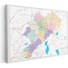 Tablofest Yatay Kanvas Tablo Afyonkarahisar Idari Bölge Sınırları Harita Tablosu Ev Ofis Duvar Dekoru