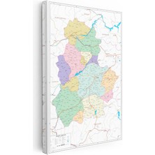 Tablofest Dikey Kanvas Tablo Çorum Mülki Idare Sınırları Harita Tablosu Ev Ofis Duvar Dekoru