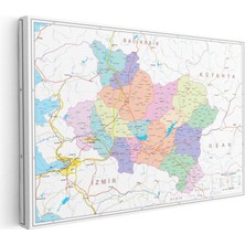 Tablofest Yatay Kanvas Tablo Manisa Idari Bölümler Harita Tablosu Ev Ofis Duvar Dekoru