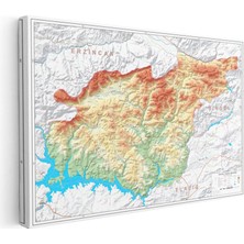 Tablofest Yatay Kanvas Tablo Tunceli Topografik Çizim Harita Tablosu Ev Ofis Duvar Dekoru