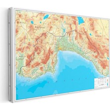 Tablofest Yatay Kanvas Tablo Antalya Fiziki Yeryüzü Harita Tablosu Ev Ofis Duvar Dekoru