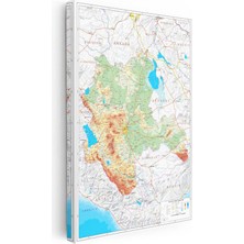 Tablofest Dikey Kanvas Tablo Konya Geniş Ova ve Yeryüzü Harita Tablosu Ev Ofis Duvar Dekoru