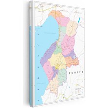Tablofest Dikey Kanvas Tablo Hatay Detaylı Ilçe Sınırları Harita Tablosu Ev Ofis Duvar Dekoru