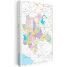 Tablofest Dikey Kanvas Tablo Konya Mülki Idare Bölünüşü Harita Tablosu Ev Ofis Duvar Dekoru