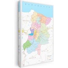 Tablofest Dikey Kanvas Tablo Sakarya Ilçe Yerleşim Planı Harita Tablosu Ev Ofis Duvar Dekoru