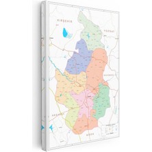 Tablofest Dikey Kanvas Tablo Nevşehir Şehir ve Ilçe Planı Harita Tablosu Ev Ofis Duvar Dekoru