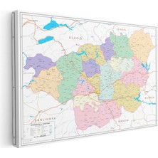 Tablofest Yatay Kanvas Tablo Diyarbakır Mülki Idare Harita Tablosu Ev Ofis Duvar Dekoru