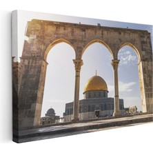 Tablofest Yatay Kanvas Tablo Kudüs Kubbet-Üs Sahra Taş Kemer Şehir Mimari Tablo Ev Ofis Duvar Dekoru