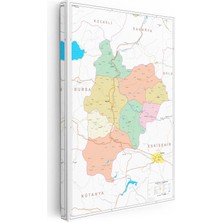Tablofest Dikey Kanvas Tablo Bilecik Renkli Bölge Yerleşimi Harita Tablosu Ev Ofis Duvar Dekoru