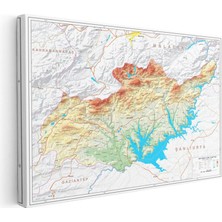 Tablofest Yatay Kanvas Tablo Adıyaman Dağlık Arazi Görünümü Harita Tablosu Ev Ofis Duvar Dekoru