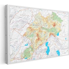 Tablofest Yatay Kanvas Tablo Afyonkarahisar Engebeli Arazi Görünümü Harita Tablosu Ev Ofis Duvar Dekoru