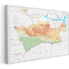 Tablofest Yatay Kanvas Tablo Mardin Coğrafi Yapı Harita Tablosu Ev Ofis Duvar Dekoru