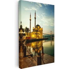 Tablofest Dikey Kanvas Tablo Istanbul Ortaköy Camii ve Köprü Şehir Mimari Tablo Ev Ofis Duvar Dekoru