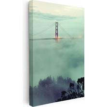 Tablofest Dikey Kanvas Tablo Golden Gate Köprüsü Sisli Şehir Şehir Mimari Tablo Ev Ofis Duvar Dekoru