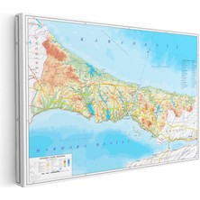 Tablofest Yatay Kanvas Tablo Istanbul Topografik Yapı Harita Tablosu Ev Ofis Duvar Dekoru