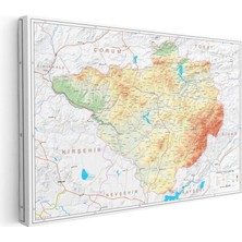 Tablofest Yatay Kanvas Tablo Yozgat Yeryüzü Şekilleri Harita Tablosu Ev Ofis Duvar Dekoru