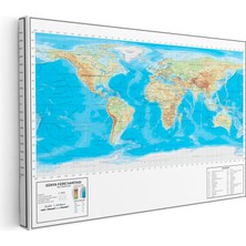 Tablofest Yatay Kanvas Tablo Dünya Küresel Yeryüzü Şekli Harita Tablosu Ev Ofis Duvar Dekoru