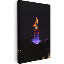 Tablofest Dikey Kanvas Tablo Galata Kulesi Tepesinde Hilal Şehir Mimari Tablo Ev Ofis Duvar Dekoru
