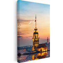 Tablofest Dikey Kanvas Tablo Üsküdar Kız Kulesi Boğaz Manzarası Şehir Mimari Tablo Ev Ofis Duvar Dekoru