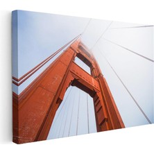 Tablofest Yatay Kanvas Tablo Golden Gate Köprüsü Kızıl Kule Şehir Mimari Tablo Ev Ofis Duvar Dekoru