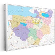 Tablofest Yatay Kanvas Tablo Bursa Idari Sınırlar Harita Tablosu Ev Ofis Duvar Dekoru