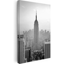 Tablofest Dikey Kanvas Tablo New York Gökdelenler ve Empire State Şehir Mimari Tablo Ev Ofis Duvar Dekoru