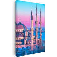 Tablofest Dikey Kanvas Tablo Sultanahmet Camii Üç Minare Şehir Mimari Tablo Ev Ofis Duvar Dekoru