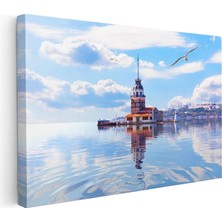 Tablofest Yatay Kanvas Tablo Kız Kulesi Deniz Yansıması Şehir Mimari Tablo Ev Ofis Duvar Dekoru