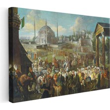 Tablofest Yatay Kanvas Tablo Osmanlı Saray Önü Resmi Alay Sahnesi Ev Ofis Duvar Dekoru