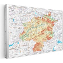 Tablofest Yatay Kanvas Tablo Sivas Arazi Şekilleri Harita Tablosu Ev Ofis Duvar Dekoru