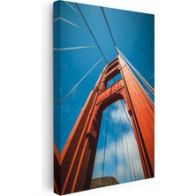 Tablofest Dikey Kanvas Tablo Golden Gate Köprüsü Kule Şehir Mimari Tablo Ev Ofis Duvar Dekoru